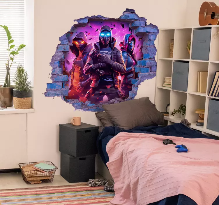 3d naljepnice za zid tri maskirana ratnika - TenStickers