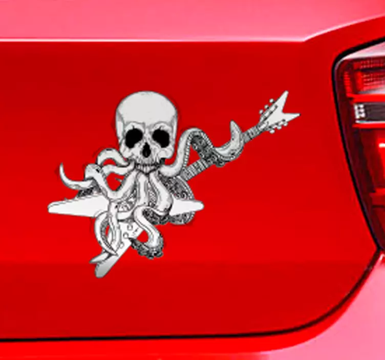 Naljepnica zidne gitarske hobotnice rock and roll - TenStickers