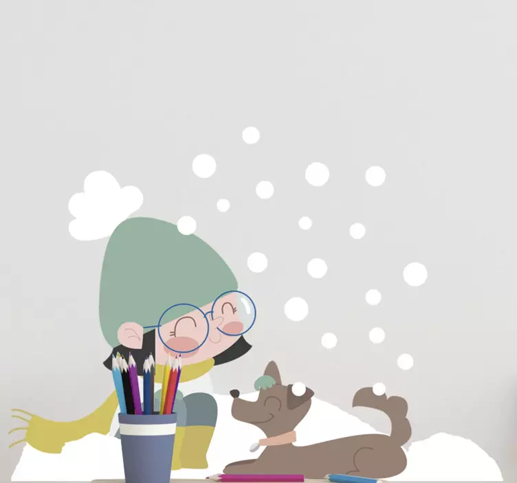 Naljepnice životinje dijete koje mazi psa - TenStickers