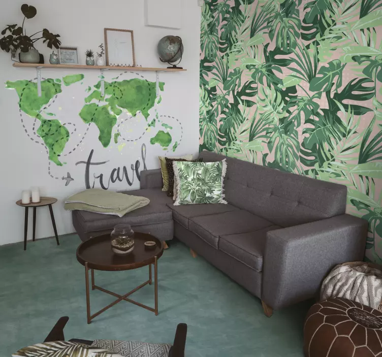 Naljepnica zid zidova putovanja i aviona karta svijeta - TenStickers