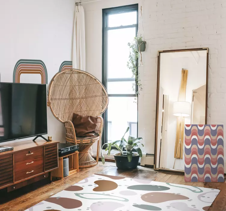 Apstraktna naljepnica s rubom zida s minimalnim valovima - TenStickers