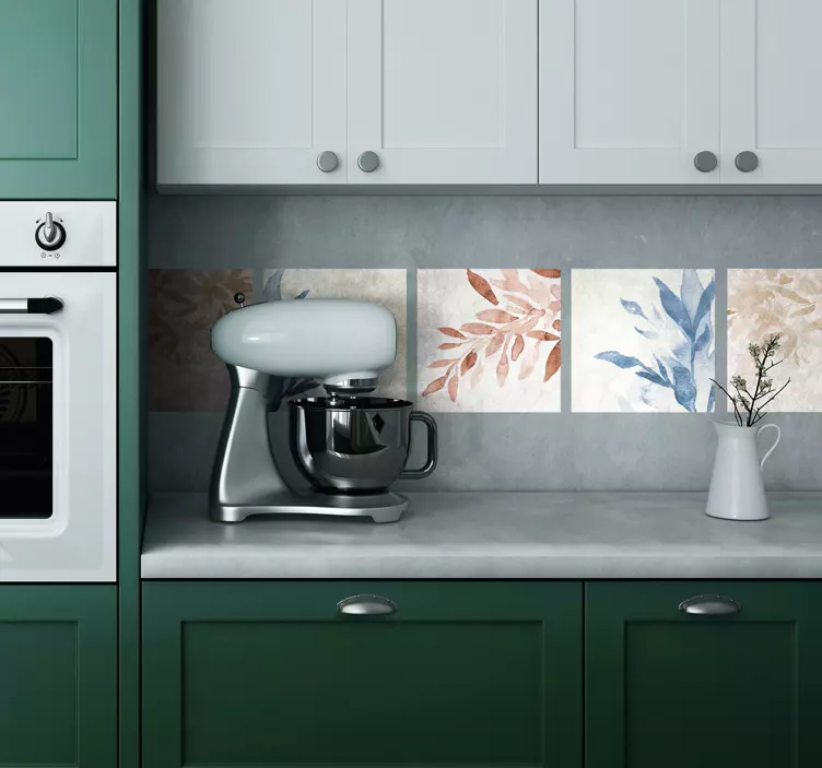 Naljepnica za pločice cvjetni uzorak akvarela - TenStickers