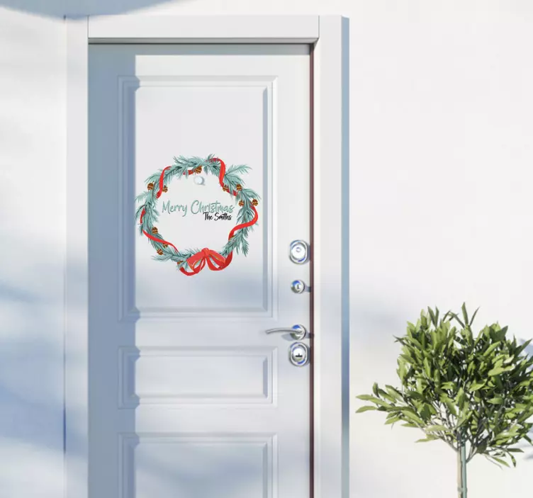 Božićni vijenac božićna naljepnica - TenStickers