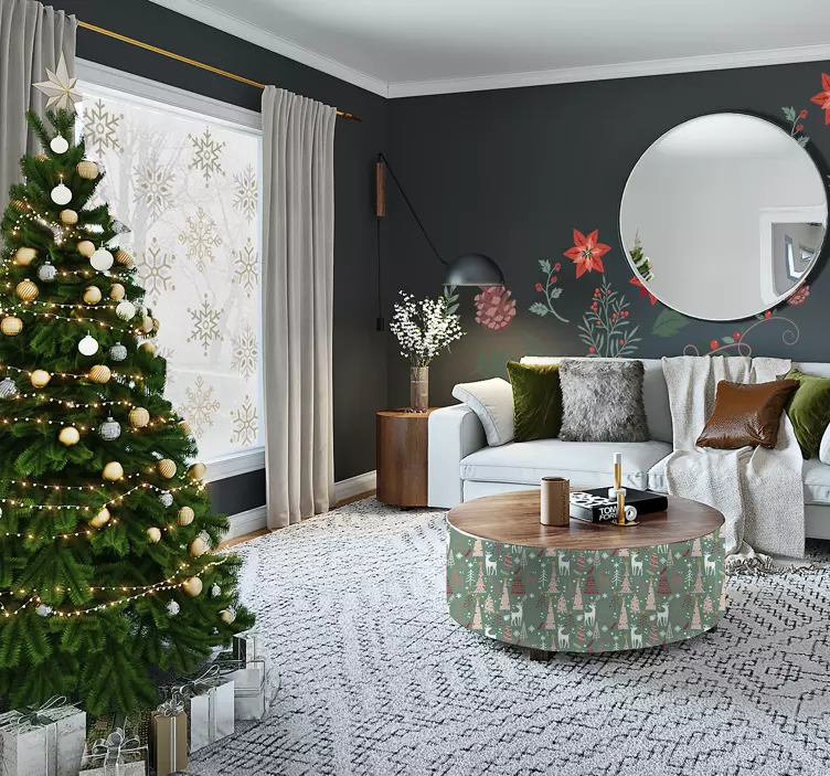 Božićni cvjetni set božićna naljepnica - TenStickers