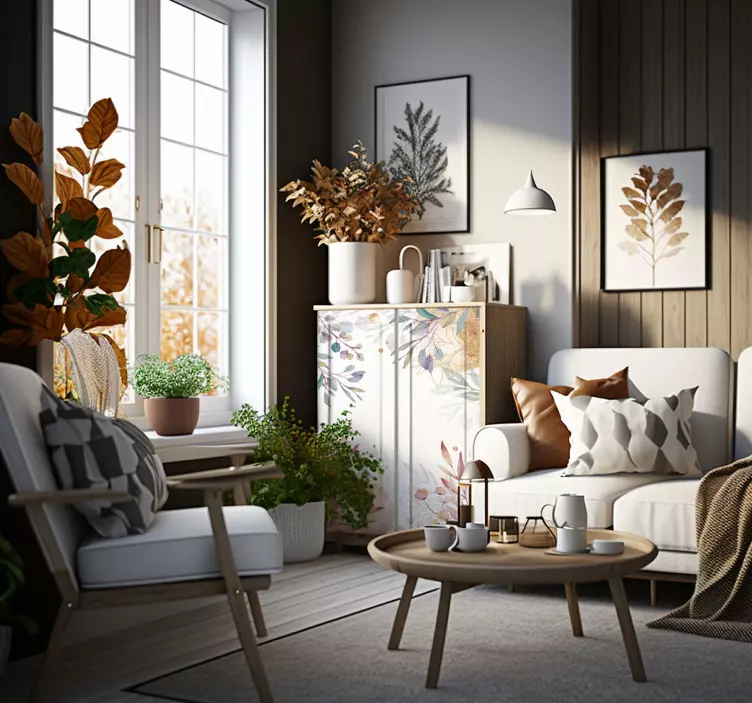 Naljepnica cvjetnog vintage namještaja - TenStickers