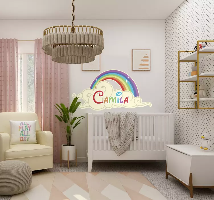 Djeca personalizirana naljepnica oblaka od duge - TenStickers