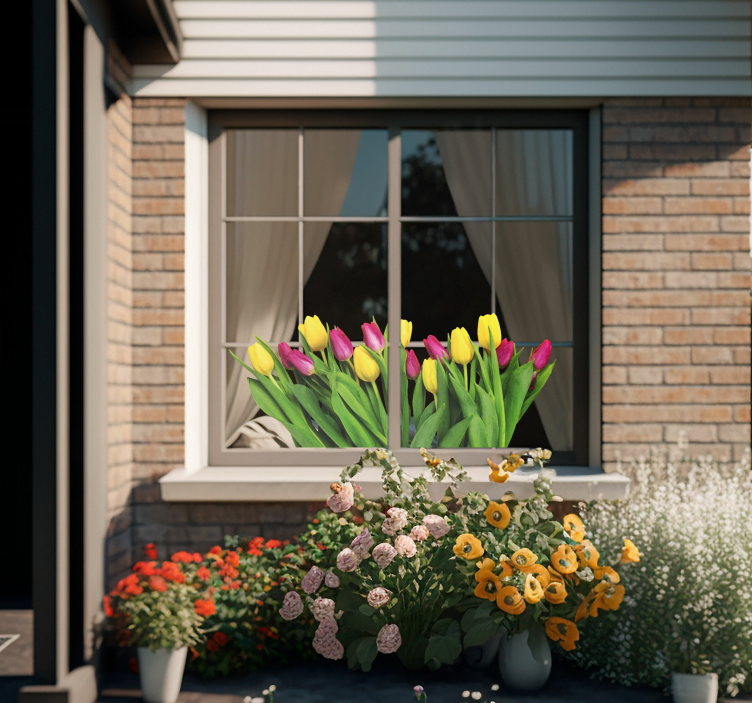 Naljepnica na prozoru buketa s tulipanima - TenStickers