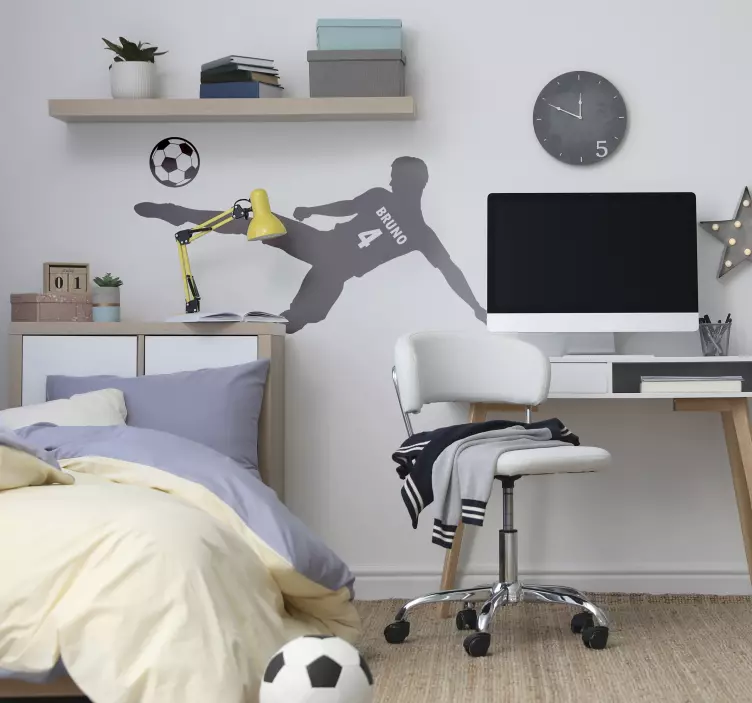 Nogometaš s imenom i numbe dekor zidova - TenStickers