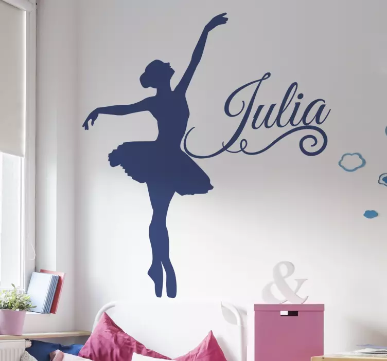 Plesačica baleta silhoutte s imenom dance decal - TenStickers