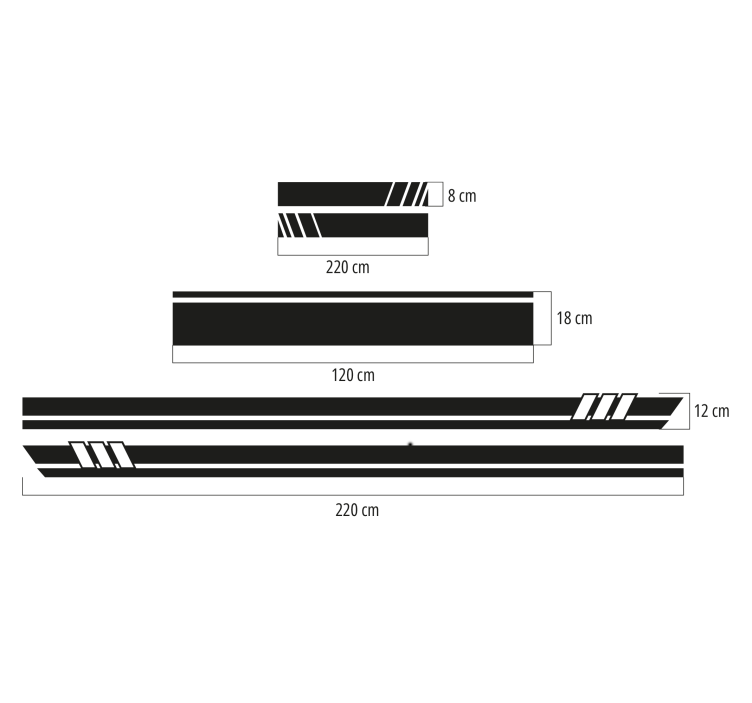 Personalizirane naljepnice za auto pruge set od 5 komada - TenStickers