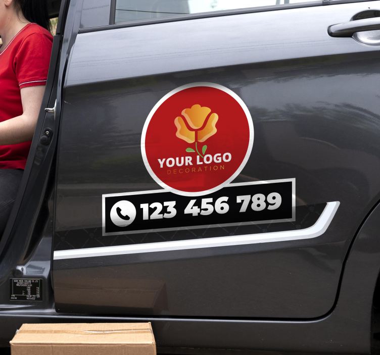 Naljepnica za auto personalizirani logo i broj telefona - TenStickers