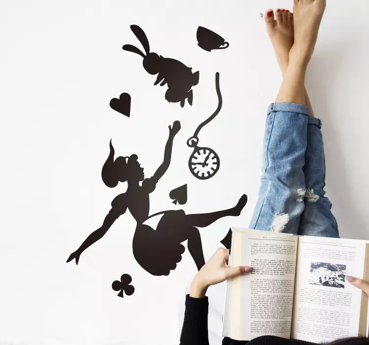 Naljepnica alice i bijeli zec iz bajke - TenStickers