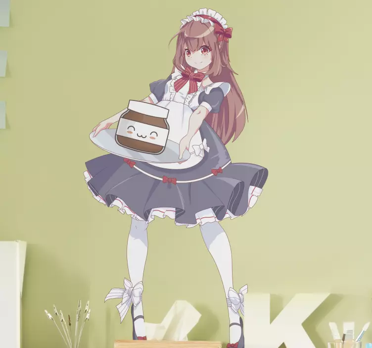 Anime djevojka s naljepnicom iz crtića nutella - TenStickers