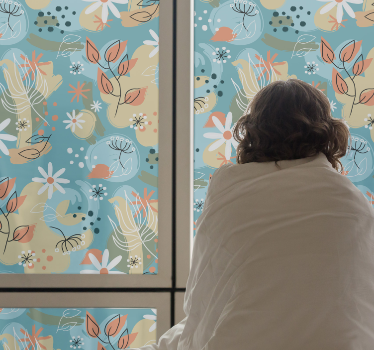 Apstraktna ravna cvjetna pozadina naljepnica za prozor - TenStickers