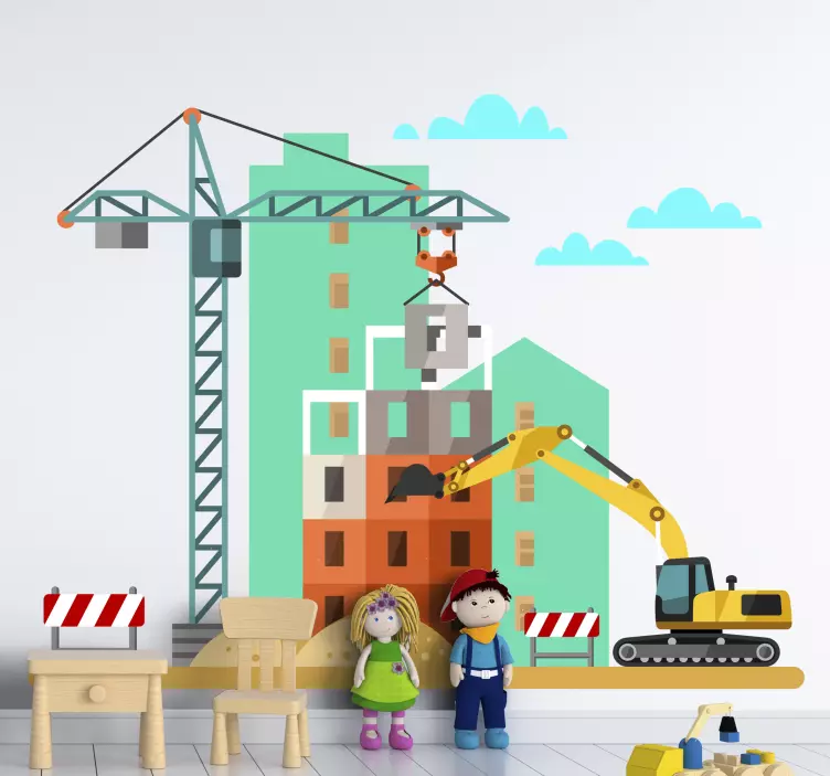 Bagger gradilište dječja spavaća soba naljepnica - TenStickers