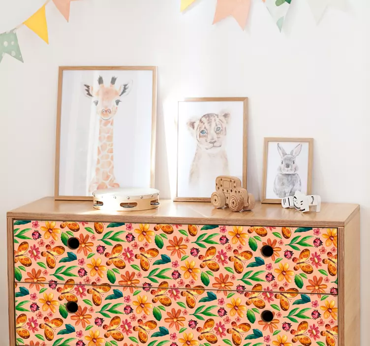 Biljke cvijeće i insekti naljepnica za namještaj - TenStickers