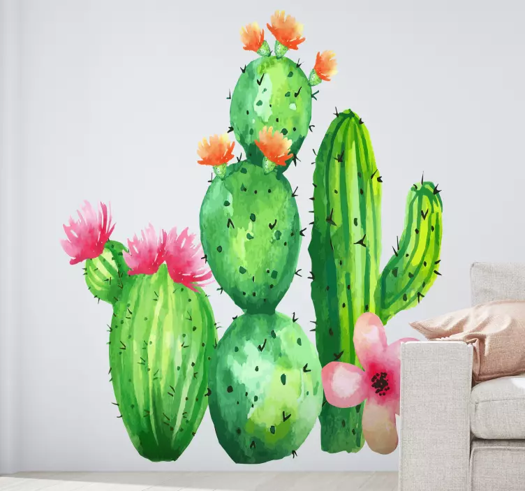 Biljna naljepnica cactus cvjetni aranžman - TenStickers