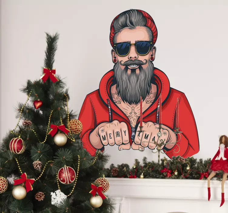 Hipster santa claus zidni dekor zidova - TenStickers