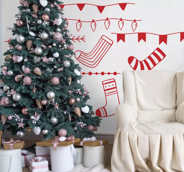 Božićna naljepnica svečani blagdanski uzorci - TenStickers