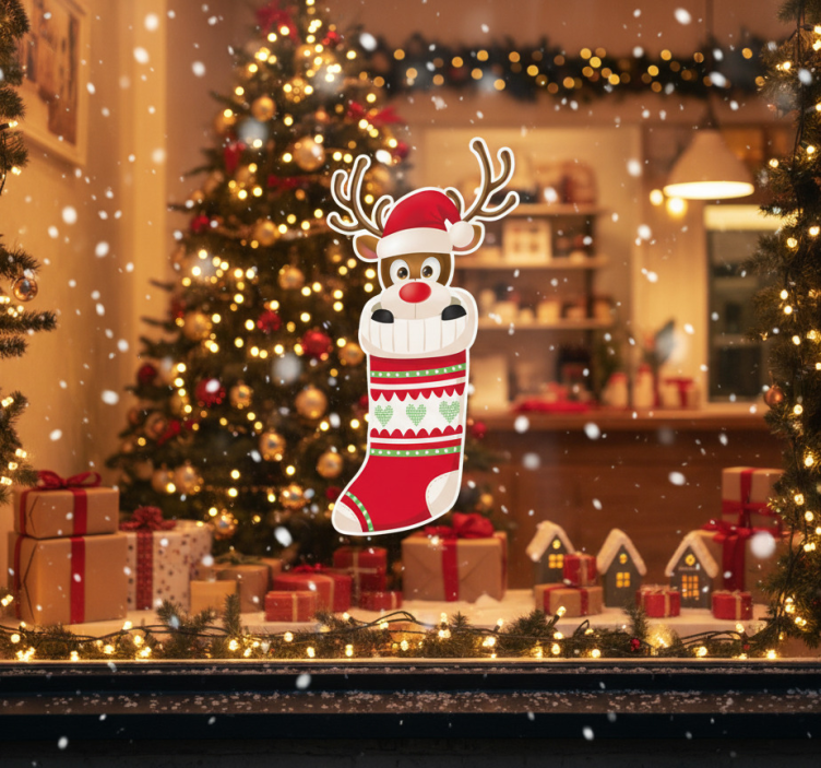 Božićna naljepnica za soba s jelenom - TenStickers