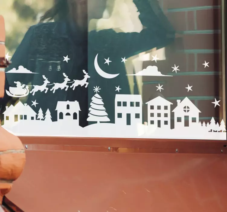 Božićna scena božićna naljepnica - TenStickers