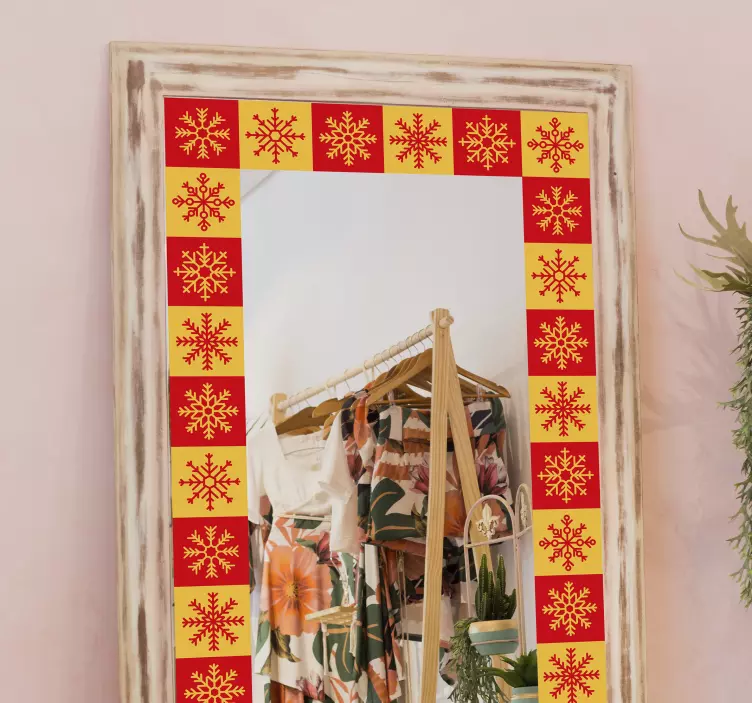 Božićne snježne pahulje okvir božićna naljepnica - TenStickers