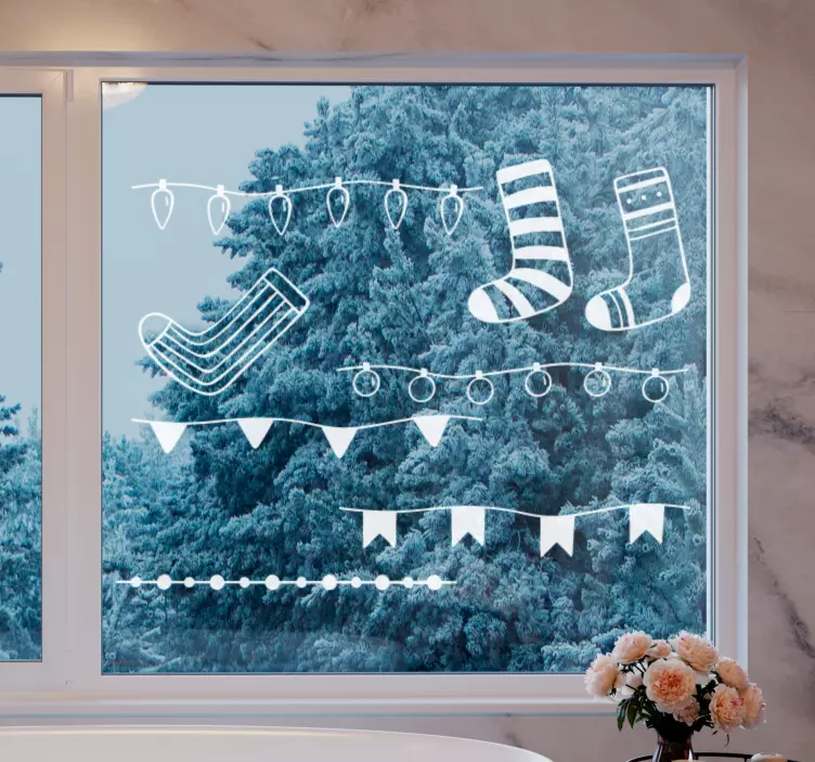 Božićni ukrasi vez naljepnica za prozor - TenStickers