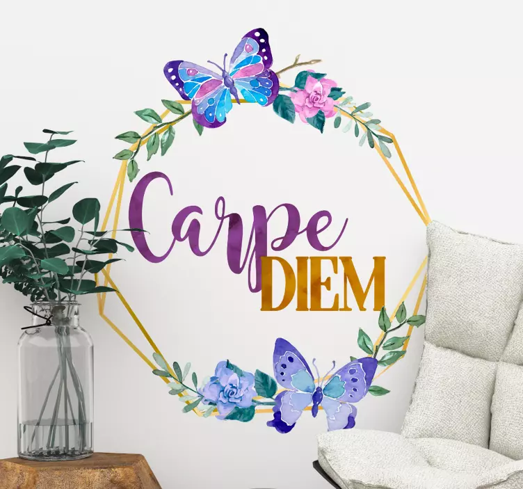 Carpe diem s cvijećem dekor dnevne sobe - TenStickers