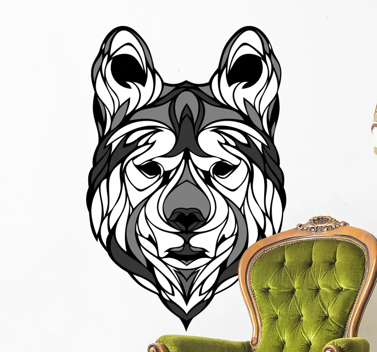 Crno-bijeli vuk naljepnica divljih životinja - TenStickers