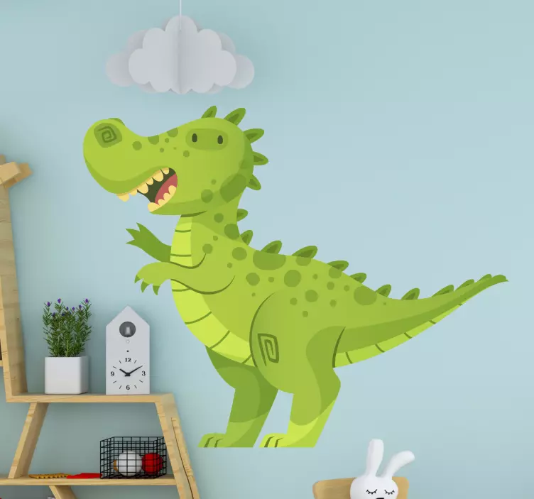 Crtana zelena naljepnica za djecu dinosaura - TenStickers