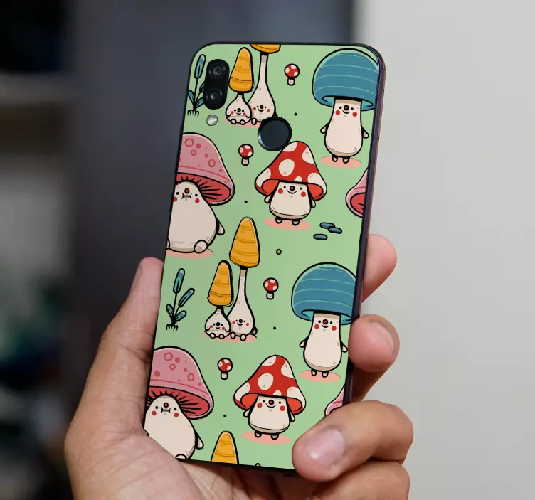 Crvene gljive preko zelene naljepnice huawei - TenStickers