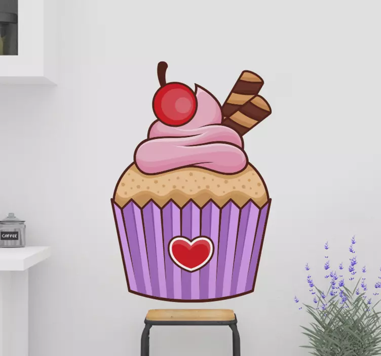 Cupcake s naljepnicom s hranom od keksa i višnje - TenStickers