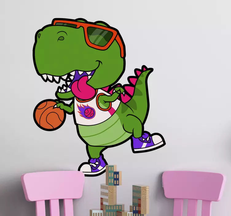 Dinosaur basketballer dinosaur zidna naljepnica - TenStickers