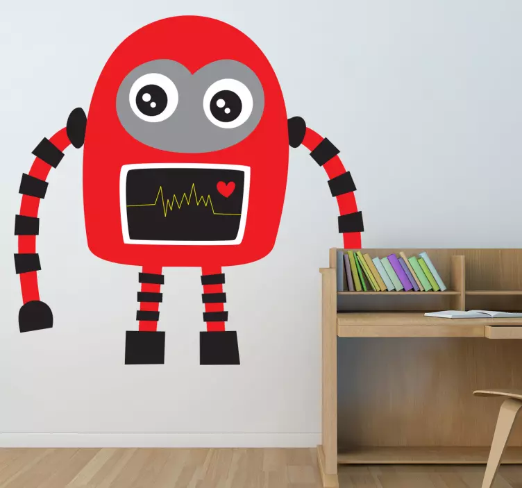 Djeca crveni i crni robot decal - TenStickers