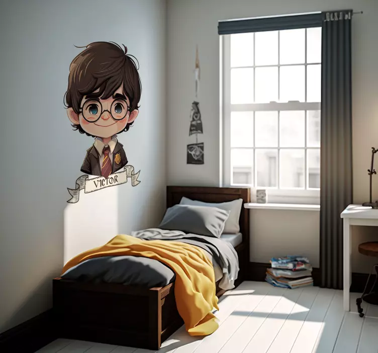 Dječak čarobnjak s ilustracijom naljepnice s kravatom - TenStickers