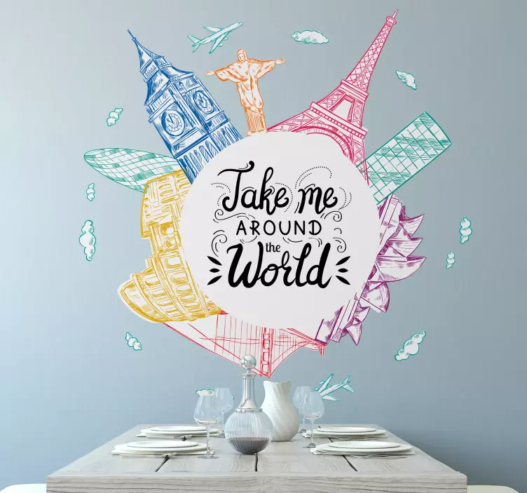 Naljepnice životinje ilustracija poznatih znamenitosti - TenStickers