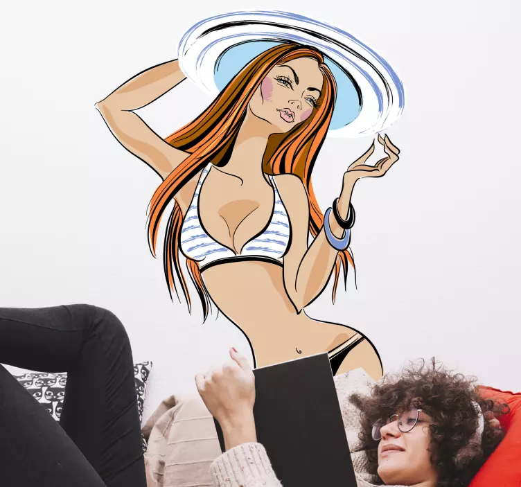 Djevojka je prugasti bikini naljepnica za odrasle - TenStickers