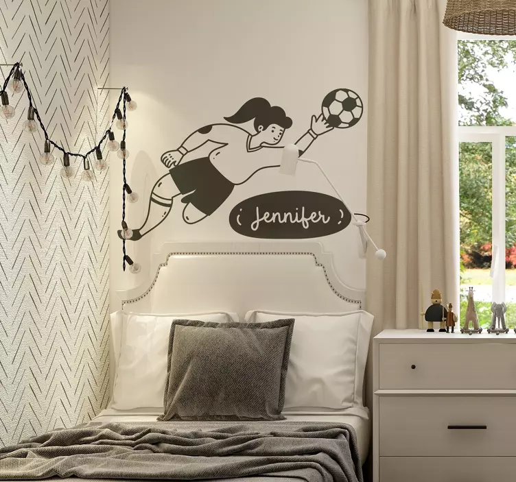 Personalizirana nogometna naljepnica djevojka vratar - TenStickers