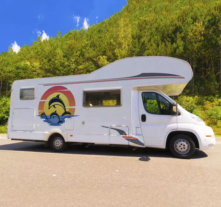 Naljepnica riba za dupine u zalazak sunca - TenStickers