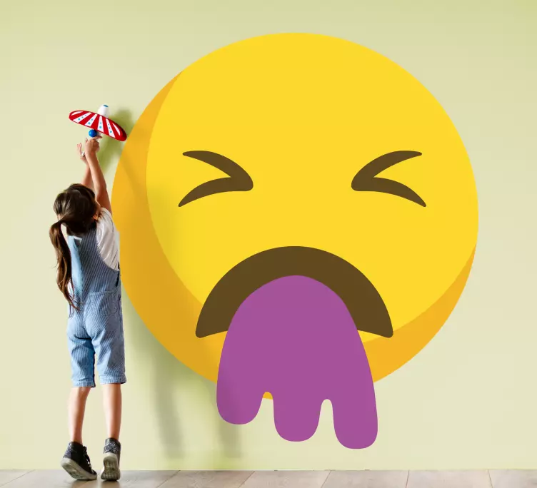 Emoji koji povraća ljubičastu zidnu naljepnicu - TenStickers