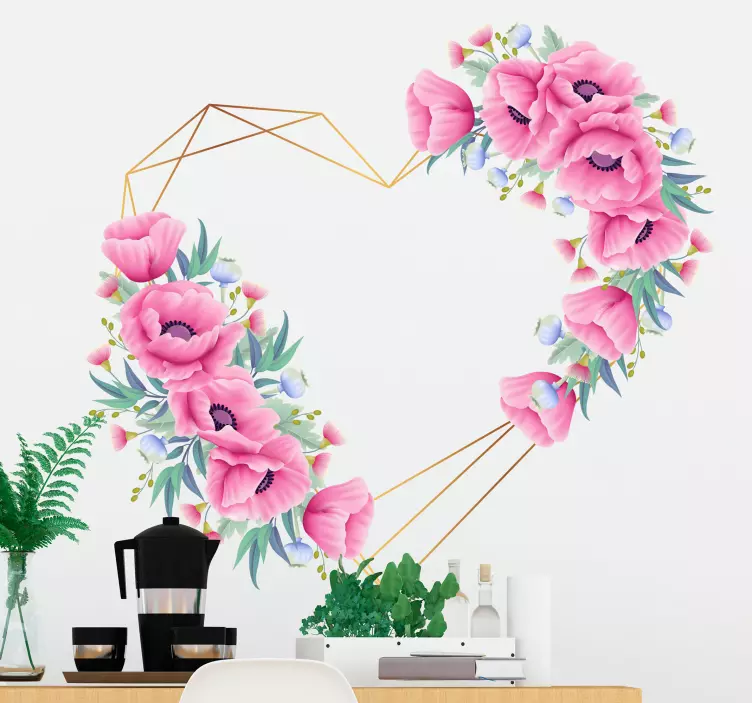 Naljepnica eukaliptus cvijeće srce ljubav - TenStickers