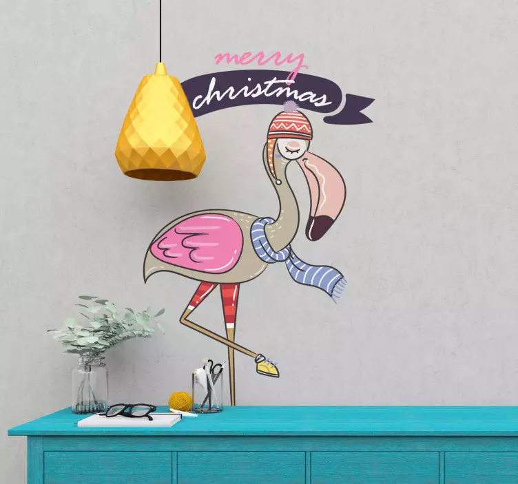 Božićna naljepnica flamingo - TenStickers