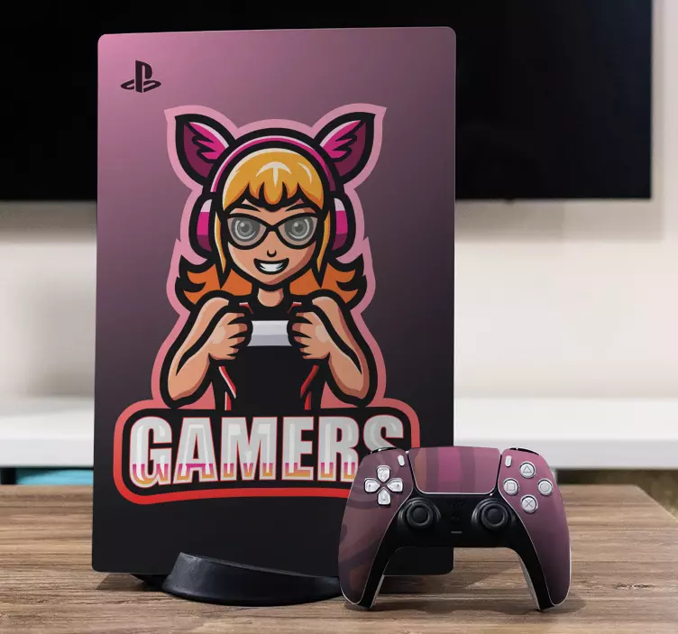 Naljepnica gamer girl maskota playstation - TenStickers