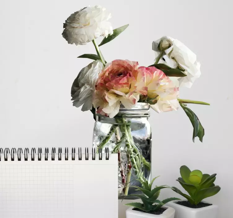 Naljepnica cvjetnih zidova s geometrijskim cvijećem - TenStickers