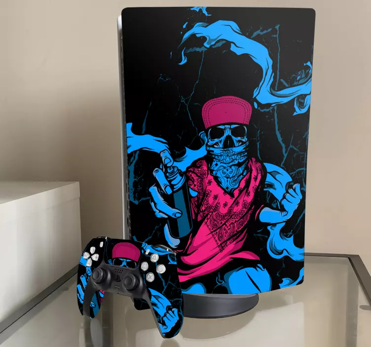 Naljepnica grafit lubanje dizajn ps5 - TenStickers