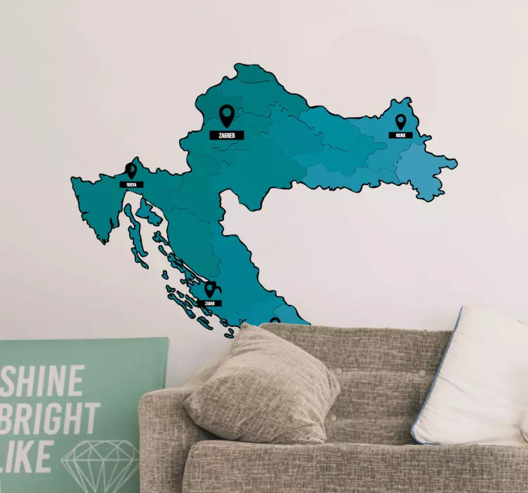Naljepnica mapa hrvatske - TenStickers