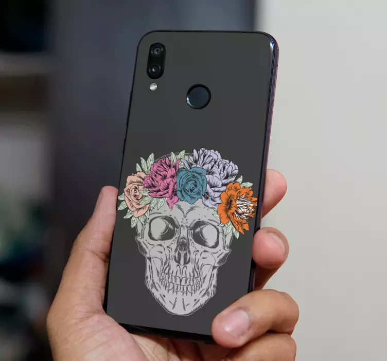 Huawei naljepnica cvjetni motiv lubanje - TenStickers