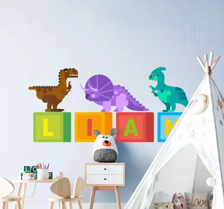 Ime na kvadrat naljepnica zida dinosaura - TenStickers