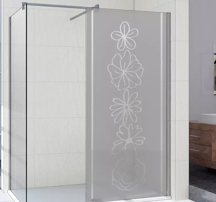 Jednobojna naljepnica s cvijećem za tuš - TenStickers