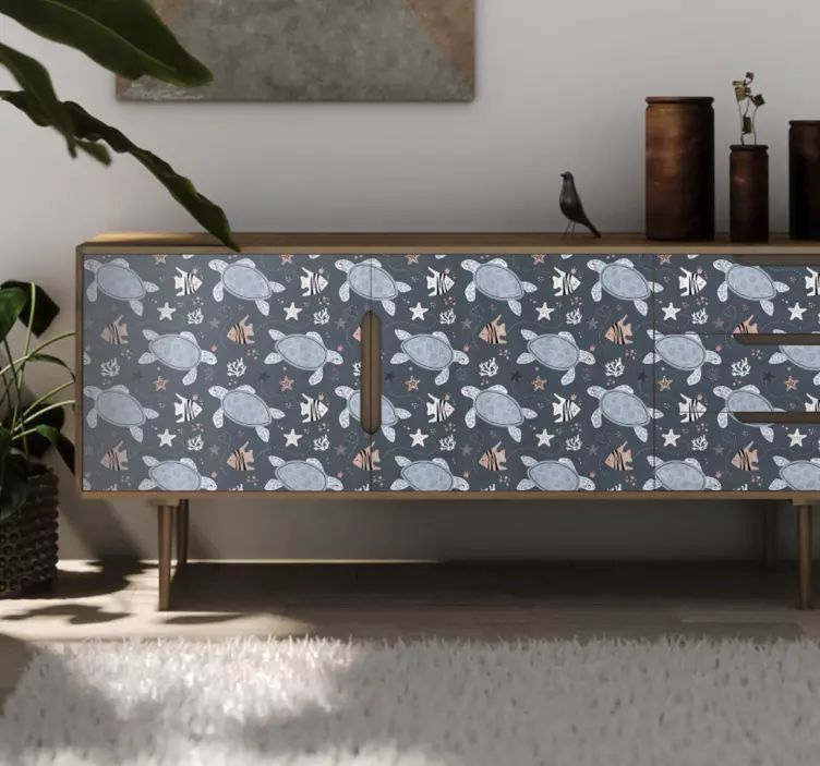 Kornjače i ribe ispod morske naljepnice - TenStickers